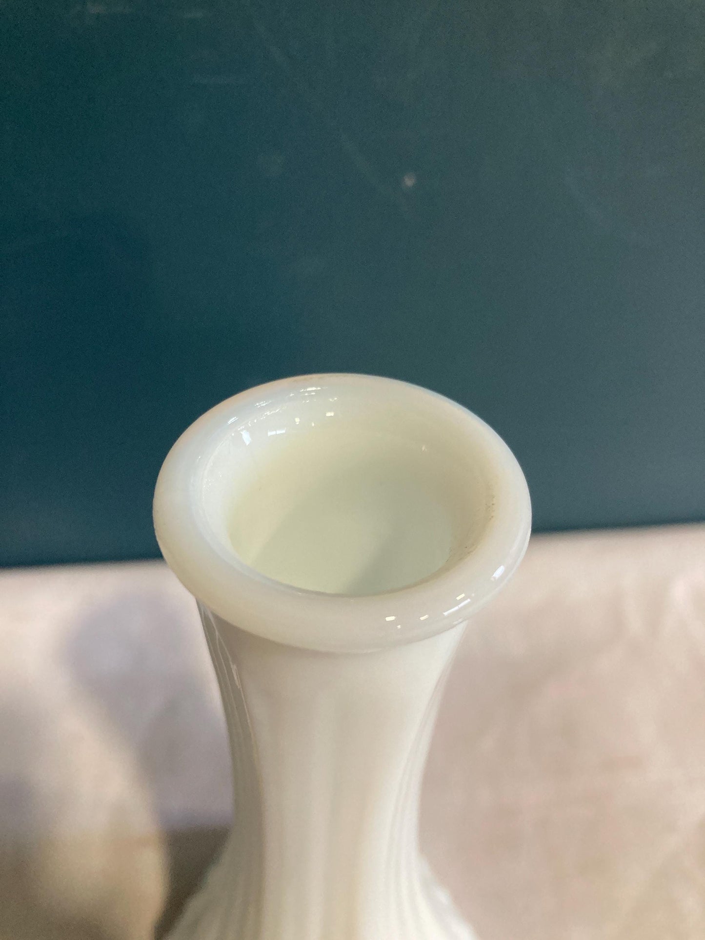 Vintage E.O. Brody Fluted Milk Glass Vase made in USA