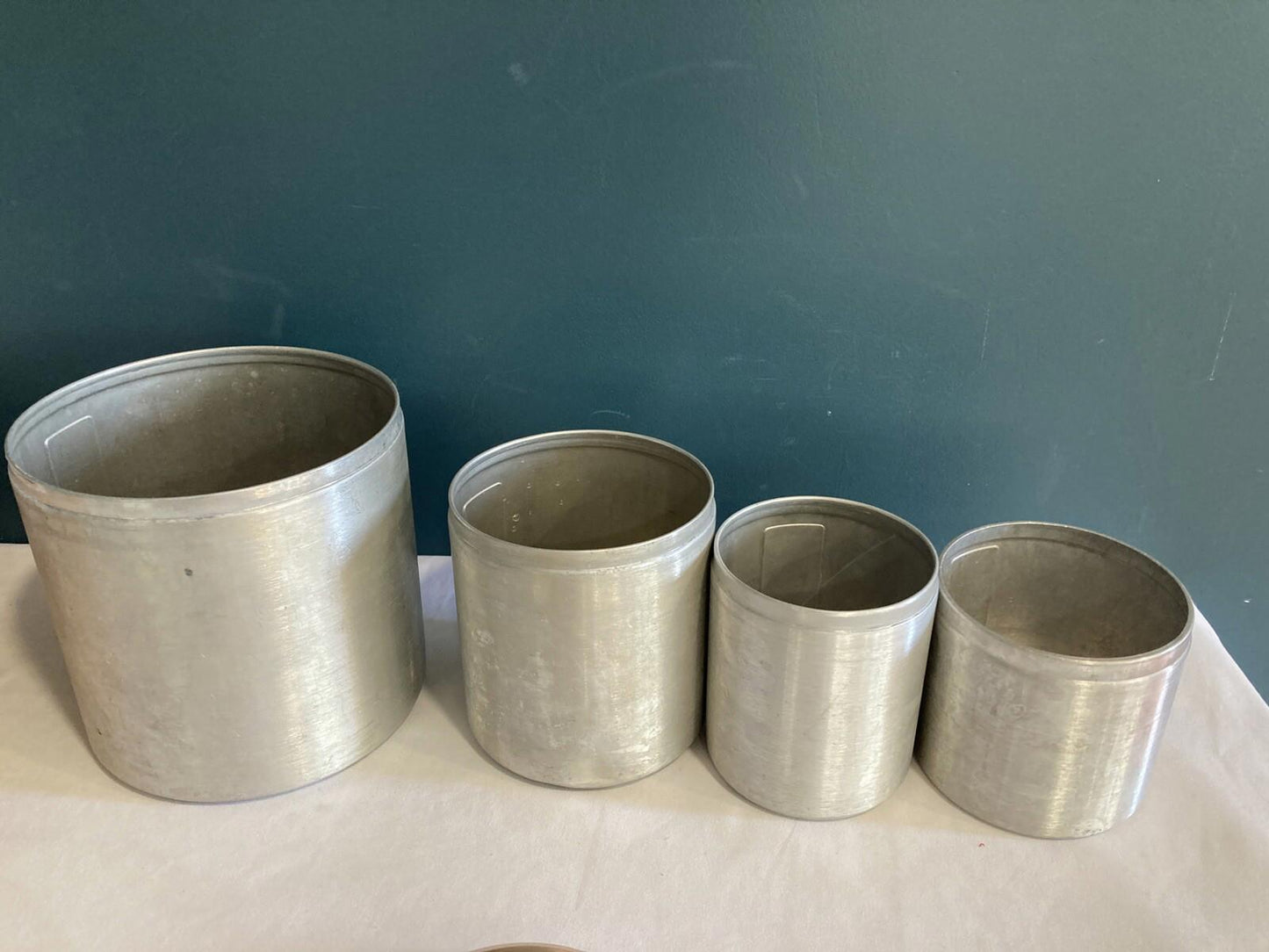 4 Vintage Maid of Honor Copper Aluminum Canisters –Flour Sugar Coffee Grease Set