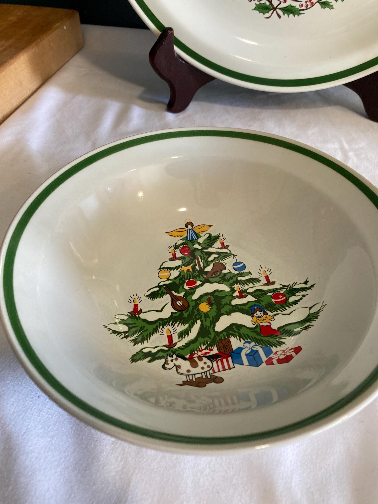 Vintage Montgomery Ward Christmas Tree Dish Holiday Table Ware. Choose From Cup, Saucer, Dessert Plate, Dinner Plate, Bowl, Replacement