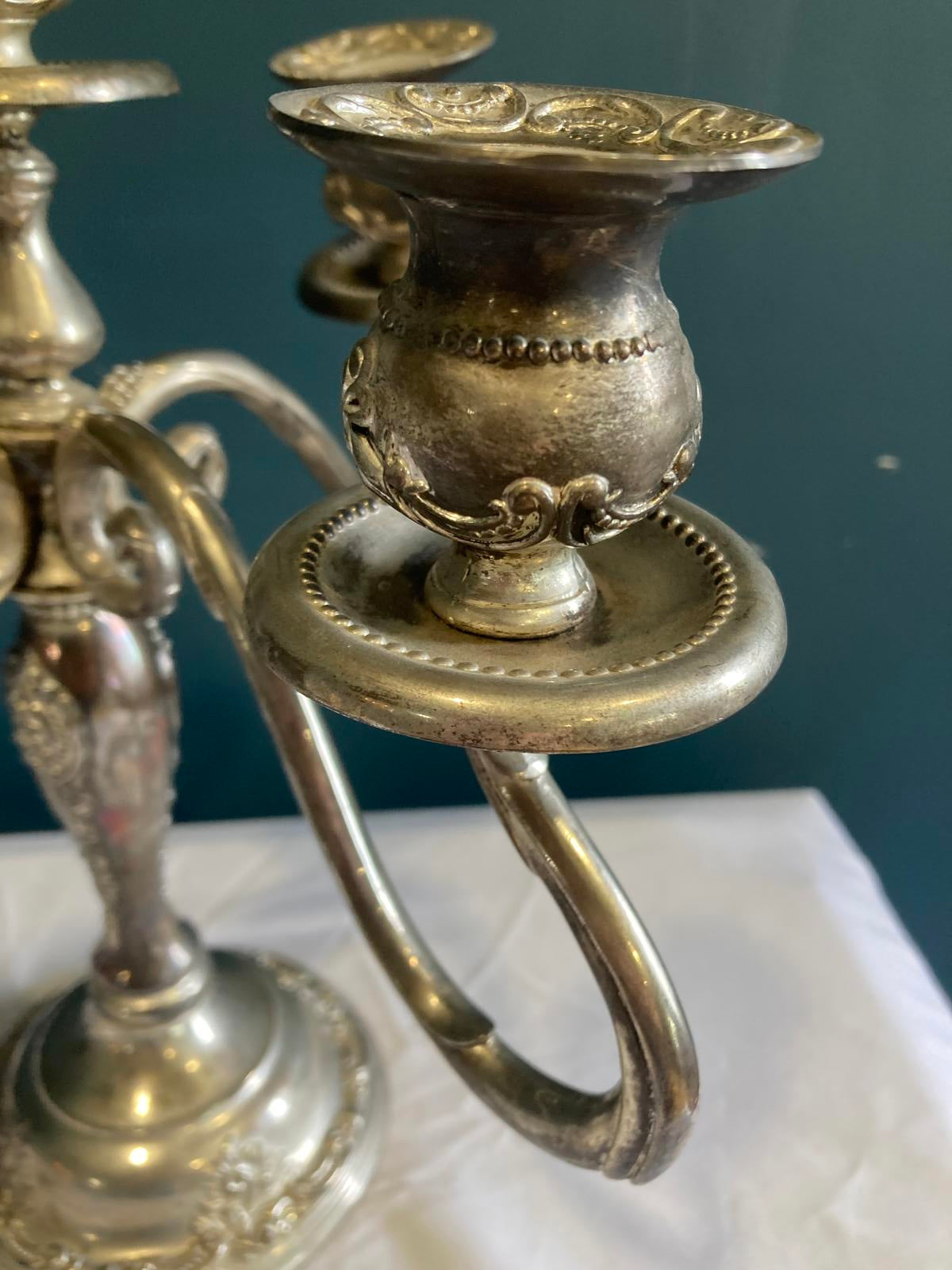 Vintage Ornate Godinger GSA Silverplate 5-Arm Candelabra