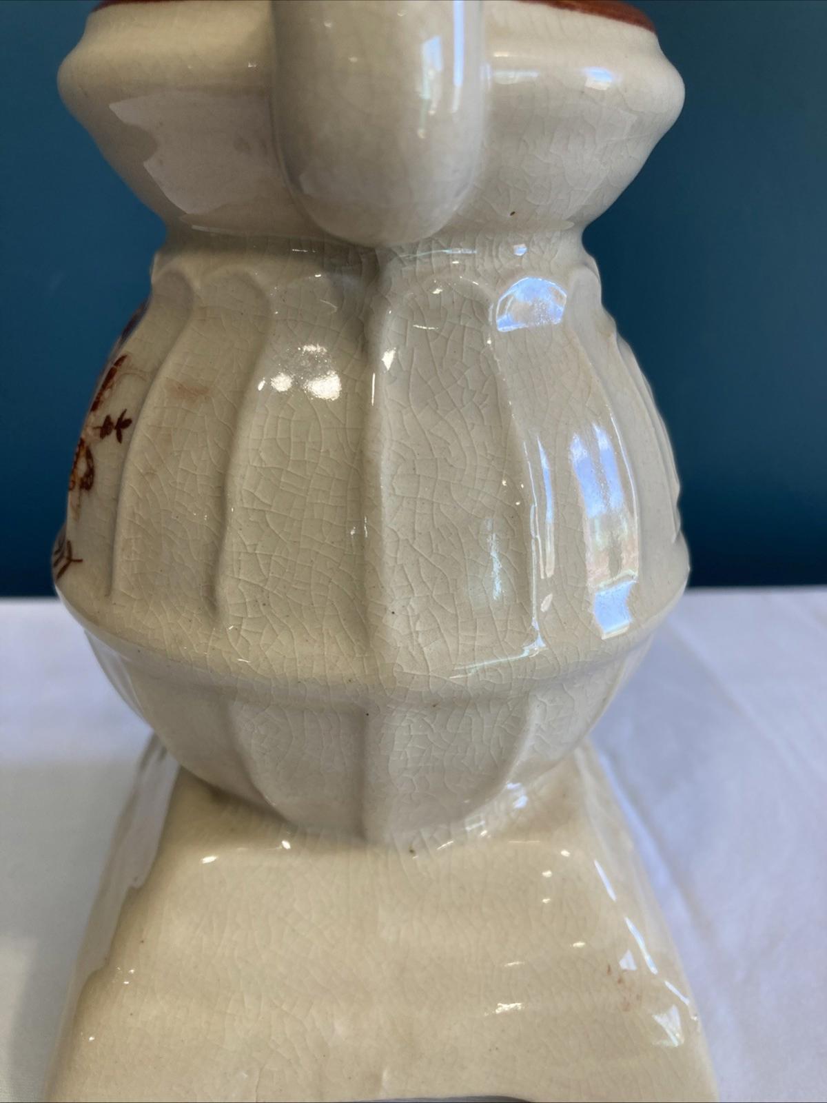 Vintage Glazed Ceramic Pot Belly Stove Vase With butterflies