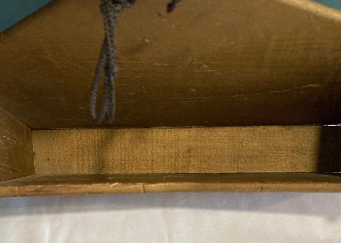 Vintage Gold Painted Solid Wood Wall Pocket