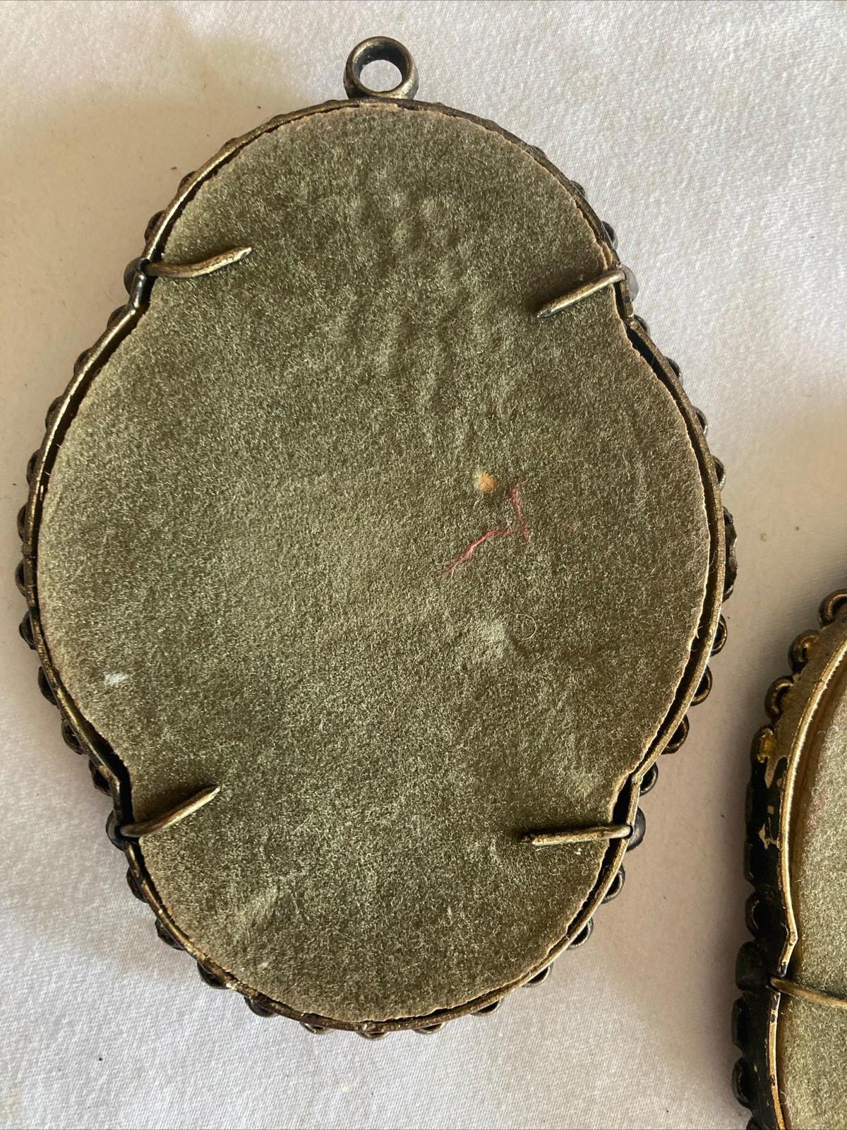 Antique Victorian Couple Cameo Porcelain Wall Art Hanging Decor set of 2