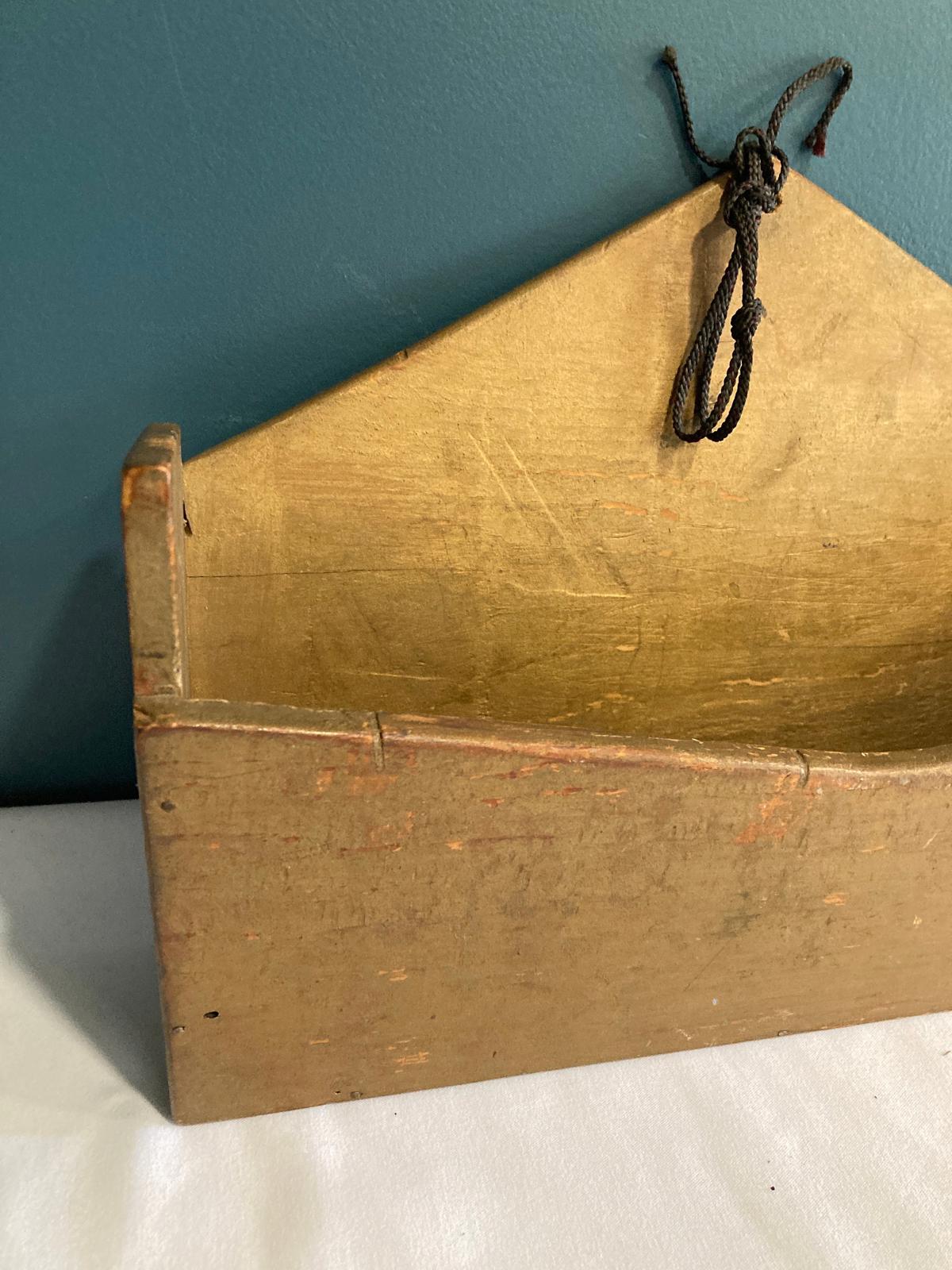 Vintage Gold Painted Solid Wood Wall Pocket