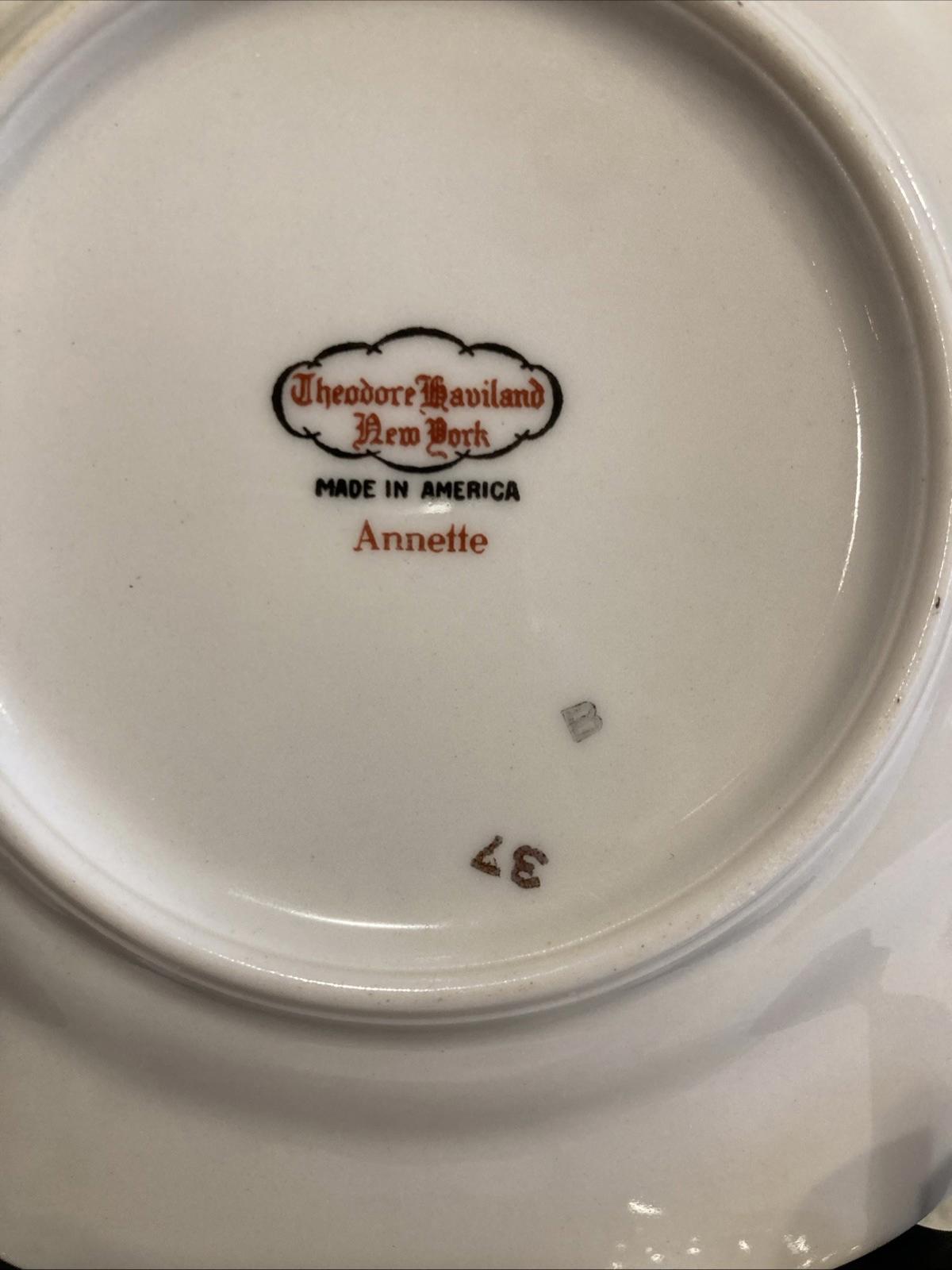 Vintage Theodore Haviland Annette Bread Plate Gold Rim Made in USA, set of 6