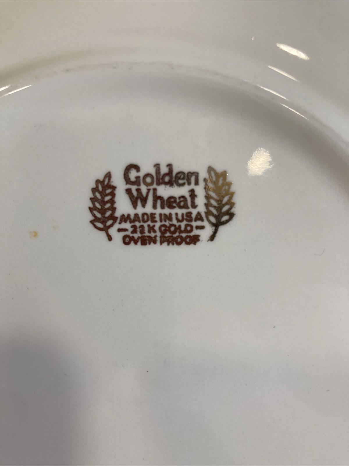 Homer Laughlin Golden Wheat Salad Plates Set of 4, 7.25” 22K Gold Trim Made in USA