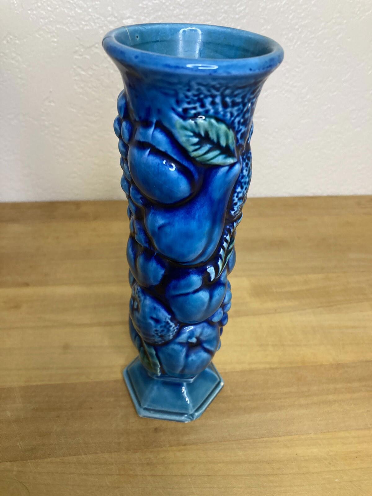 Vintage Inarco Pottery Blue Mood Indigo Vase – 8"