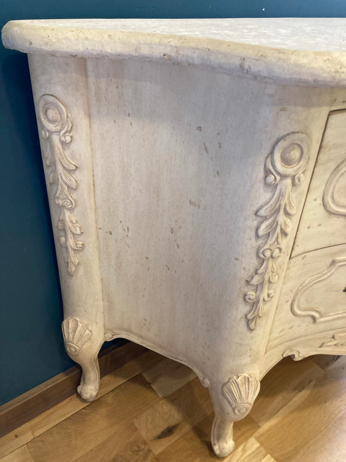 Antique Painted French Style Dresser – Elegant Curved Front Vintage Finds Chest