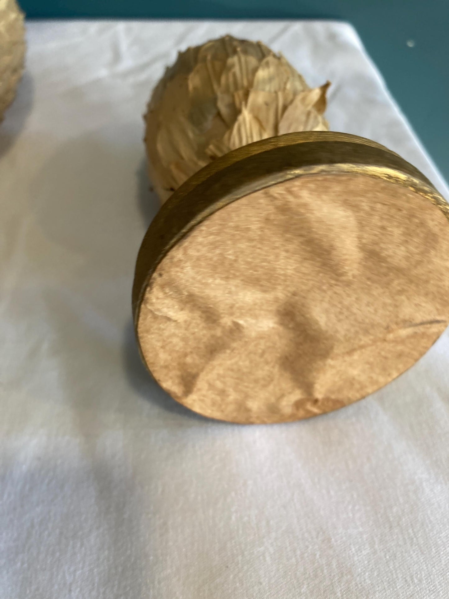 Vintage Wood and Paper Gold Artichokes, Set of 2