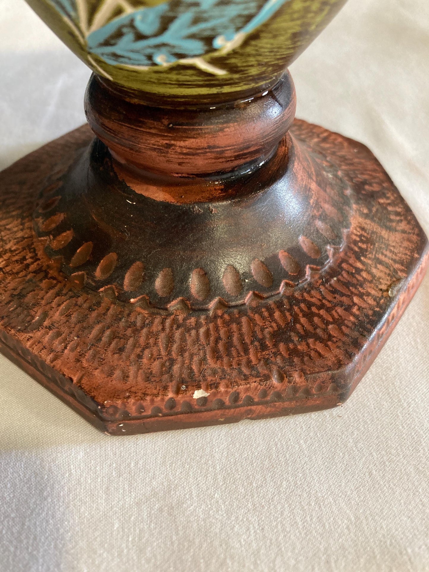 Vintage Hand Painted Ceramic Floral Candleholders