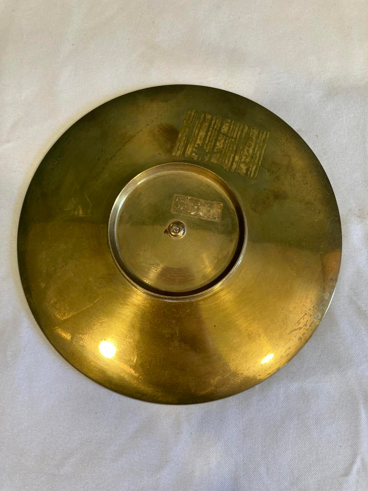 Vintage Textured Brass Round Trinket Dish