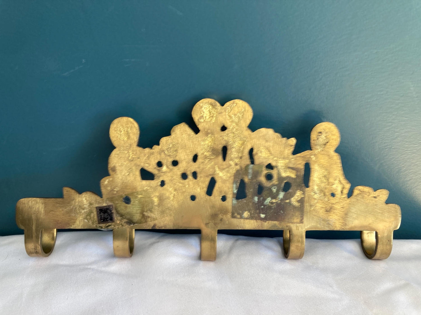 Vintage Solid Brass Cherub Hanger With 5 Hooks
