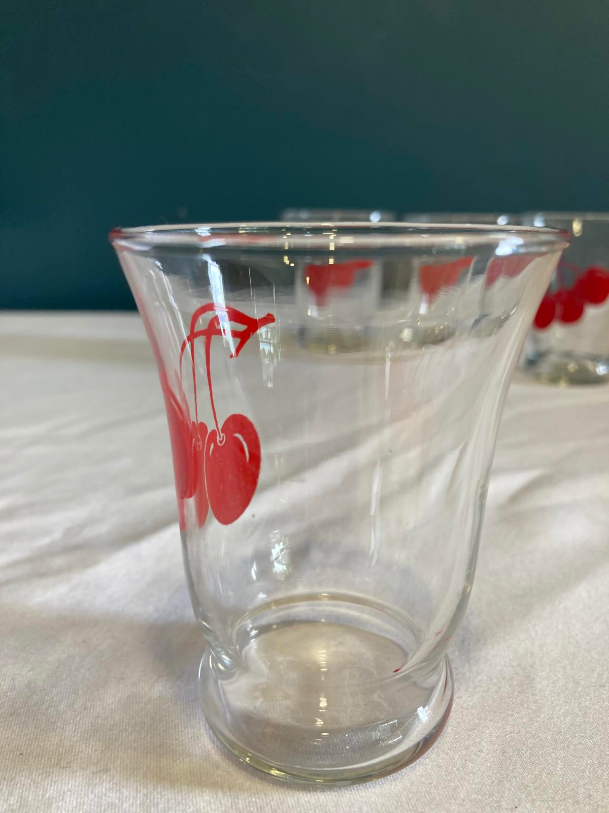 Vintage Libbey Cherry Juice Glasses Set of 4, 1960s Retro Barware