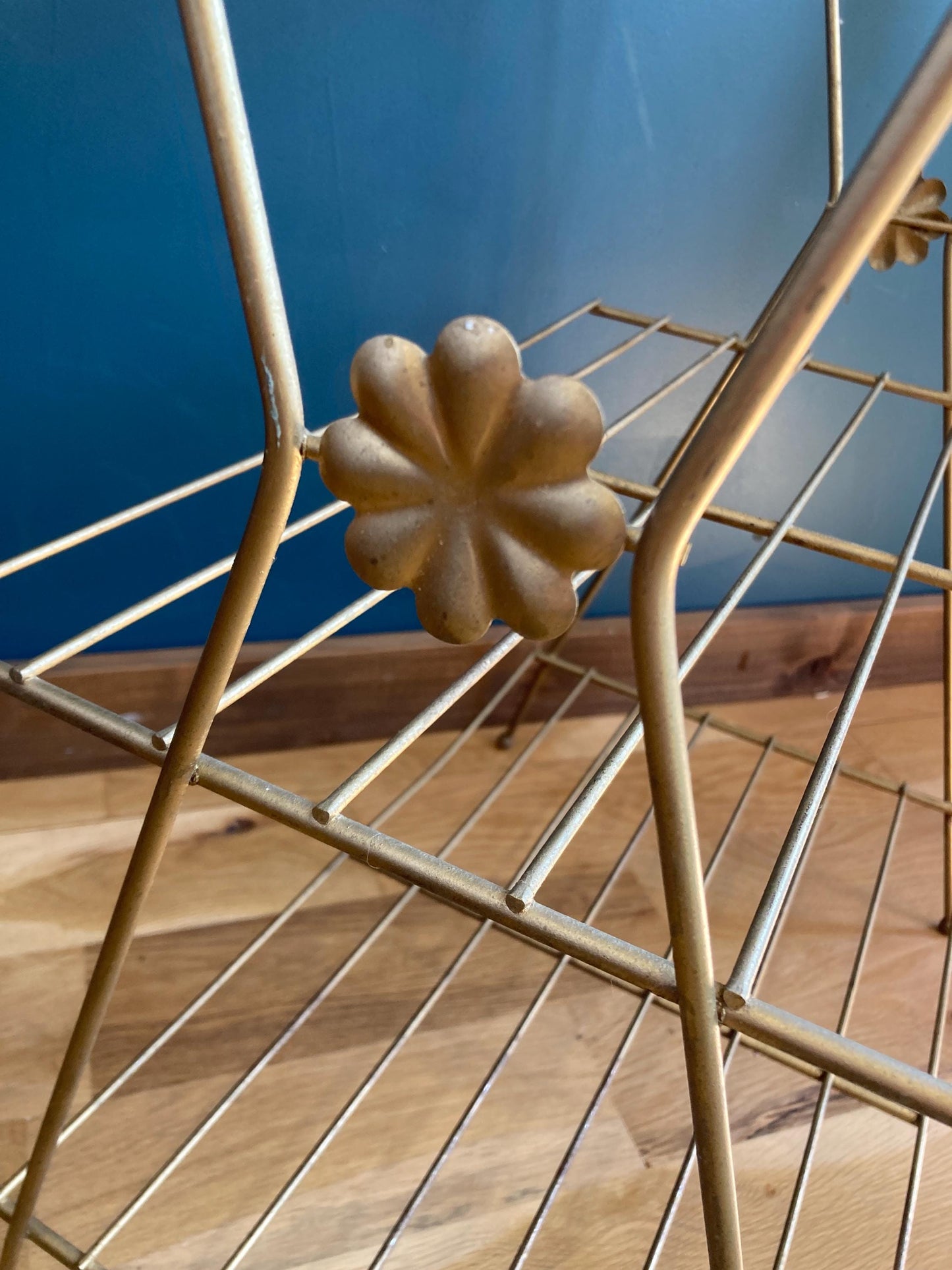Vintage Mid Century Modern Brass Finished Plant Stand Shelf