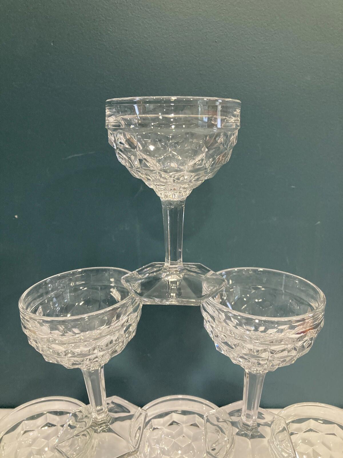 Set of 6 Fostoria American Tall Sherbet Dessert Glasses – Cubist Champagne Coupe
