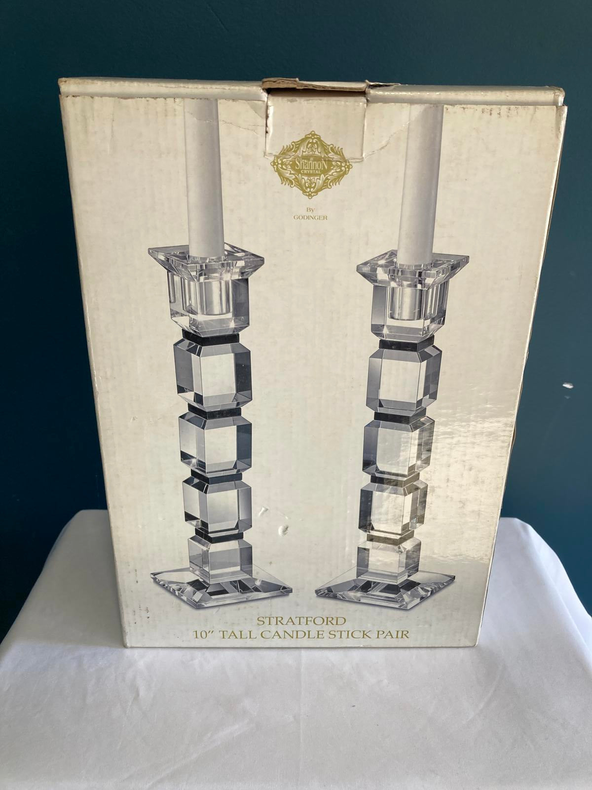 Vintage Godinger Shannon Crystal Candlesticks – Set of 2