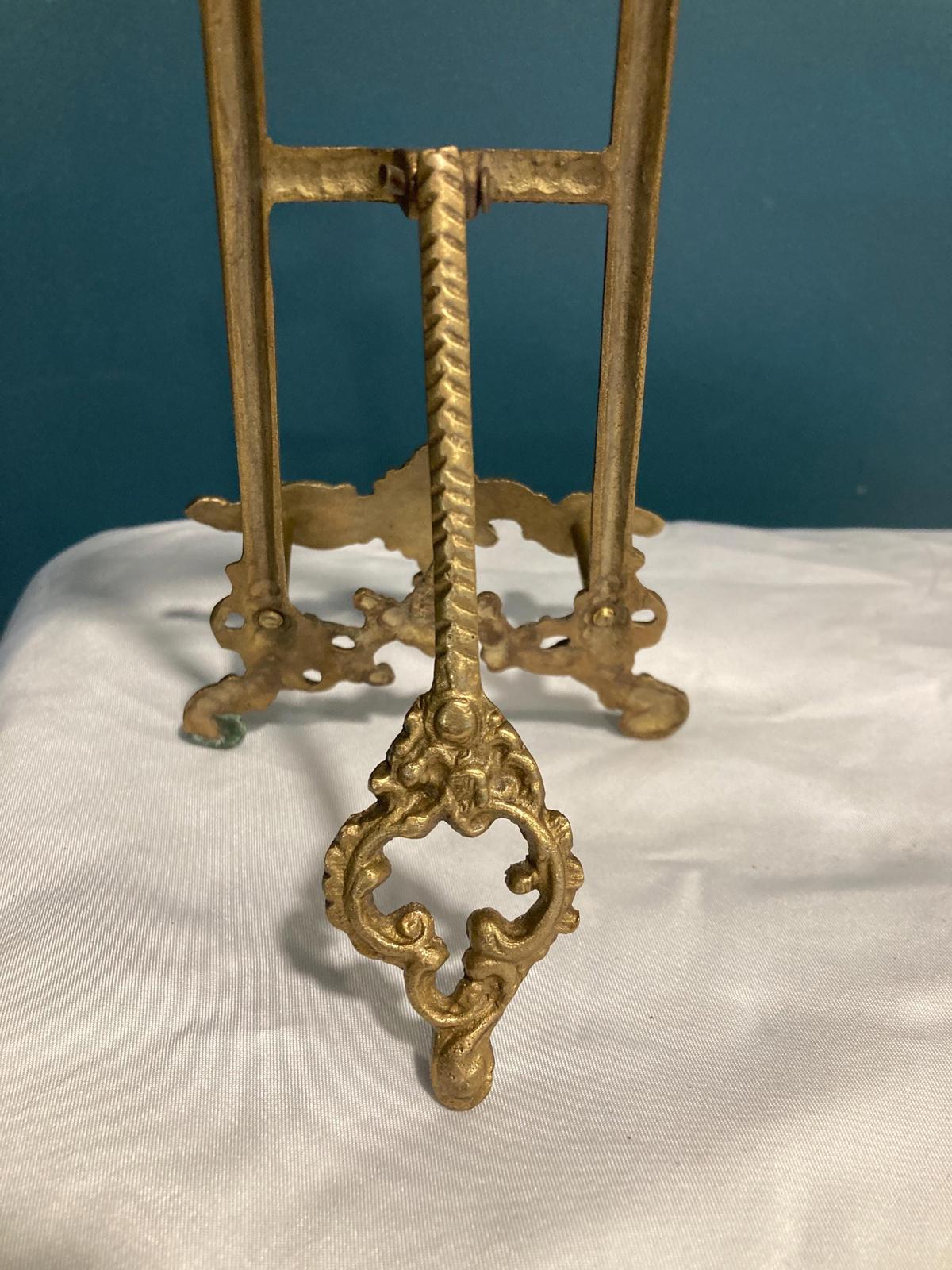 Vintage Solid Brass Ornate Table Easel