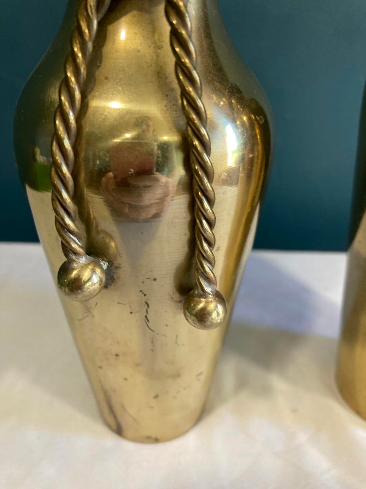 Vintage Brass Vases With Rope Detail – Set of 2