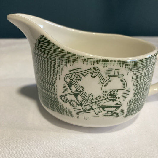 Vintage Royal China Old Curiosity Shop Creamer, Green Transferware Cream Pitcher, Mid Century Kitchen, Cottage Decor, Vintage Finds