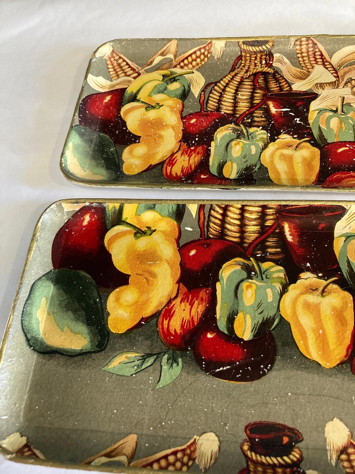 Vintage Japanese Hand Painted Resin Trays – Set of 4