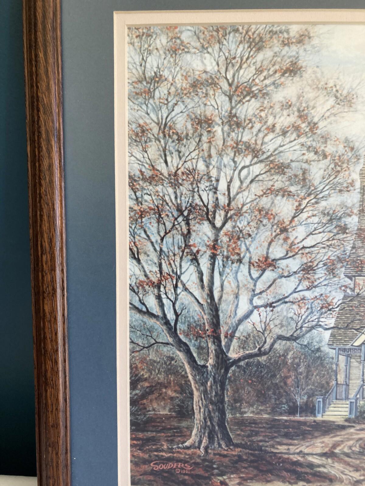 Vintage 1985 Randy Souders "Grandma’s House" Print – Framed Victorian Home Art