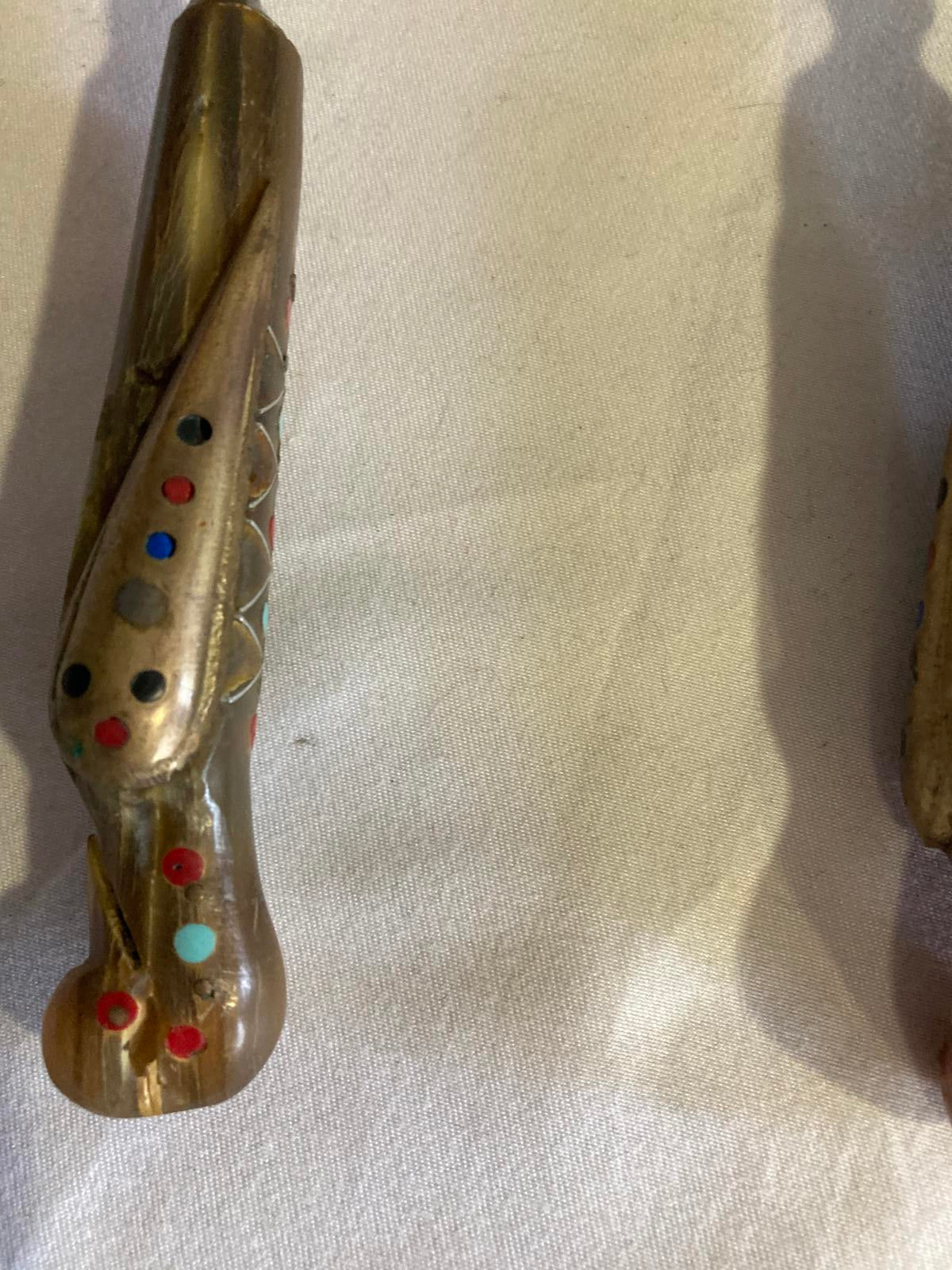 Vintage Parrot Handle Carved Wood Serving Utensils – with Knife, Fork & Spoon