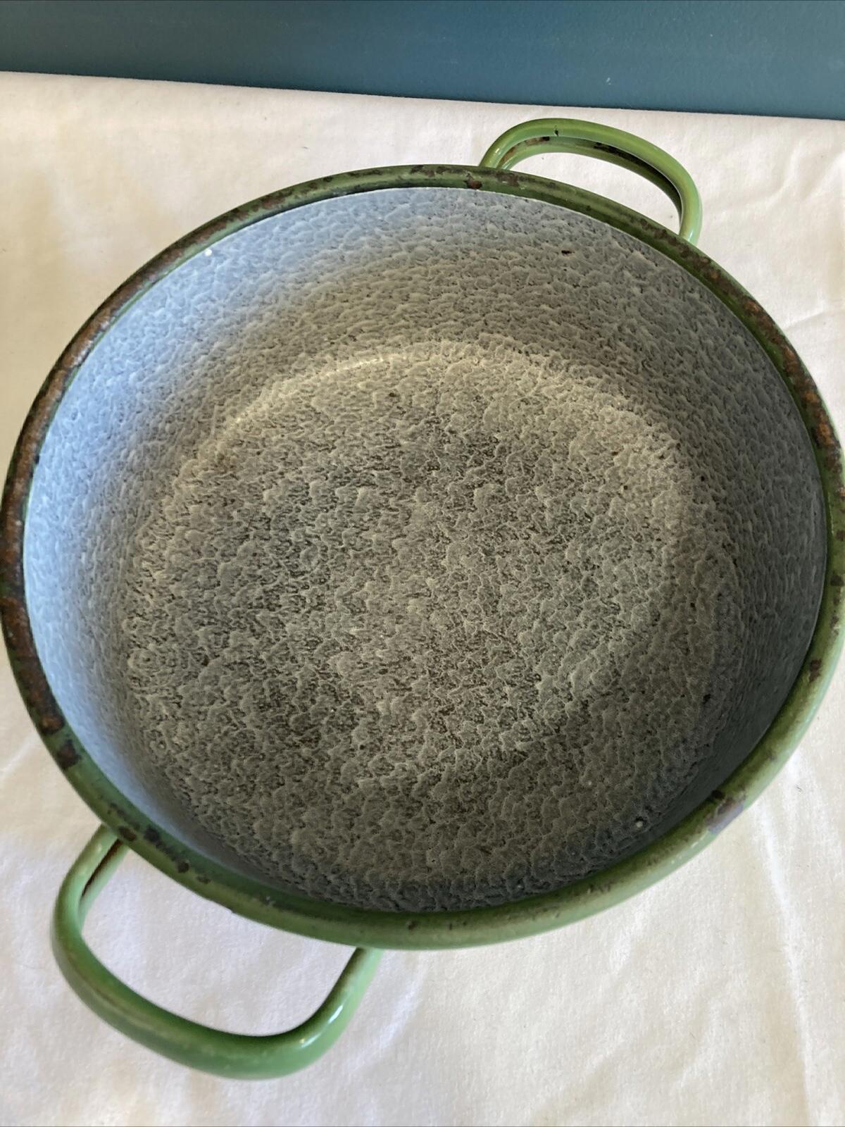 Rare Vintage Smaragd Green Enamel Pot Austrian Kitchen Cookware