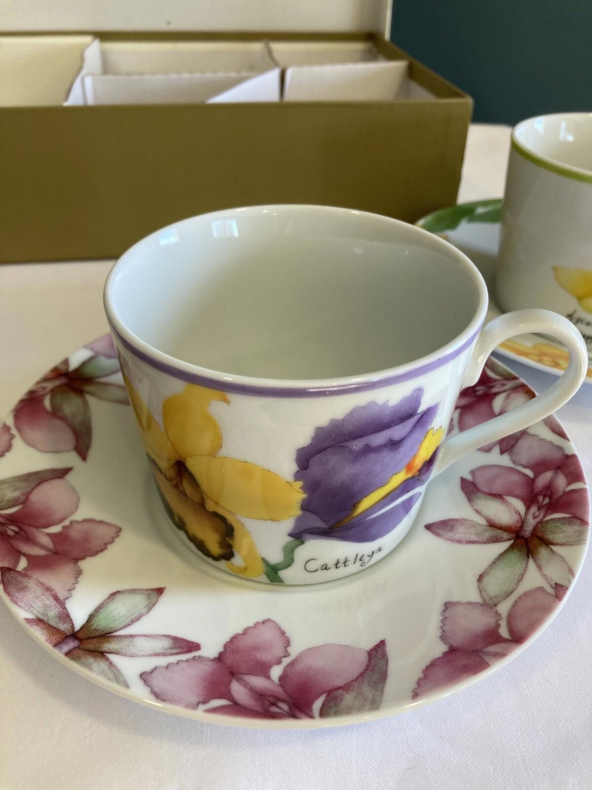 Trazos Criollos Orquídeas Botanical Plates & Cups Set – Santo Domingo –
