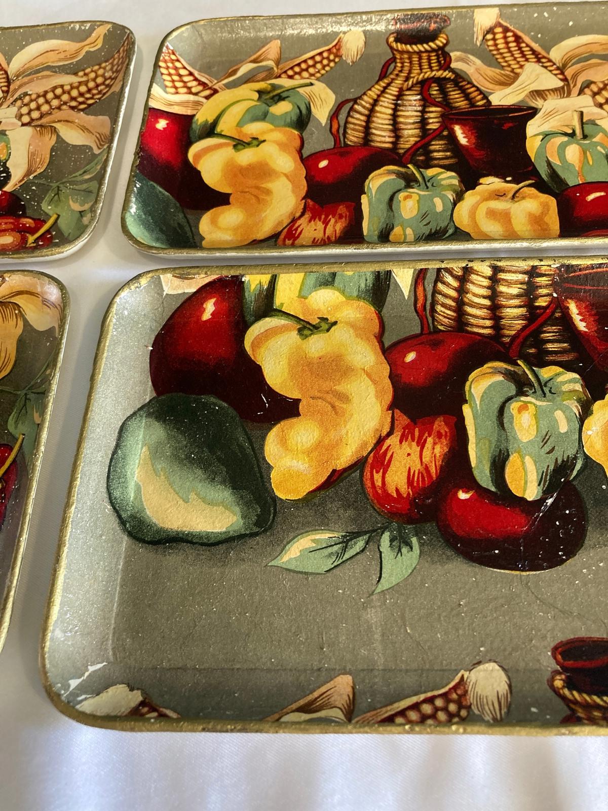 Vintage Japanese Hand Painted Resin Trays – Set of 4
