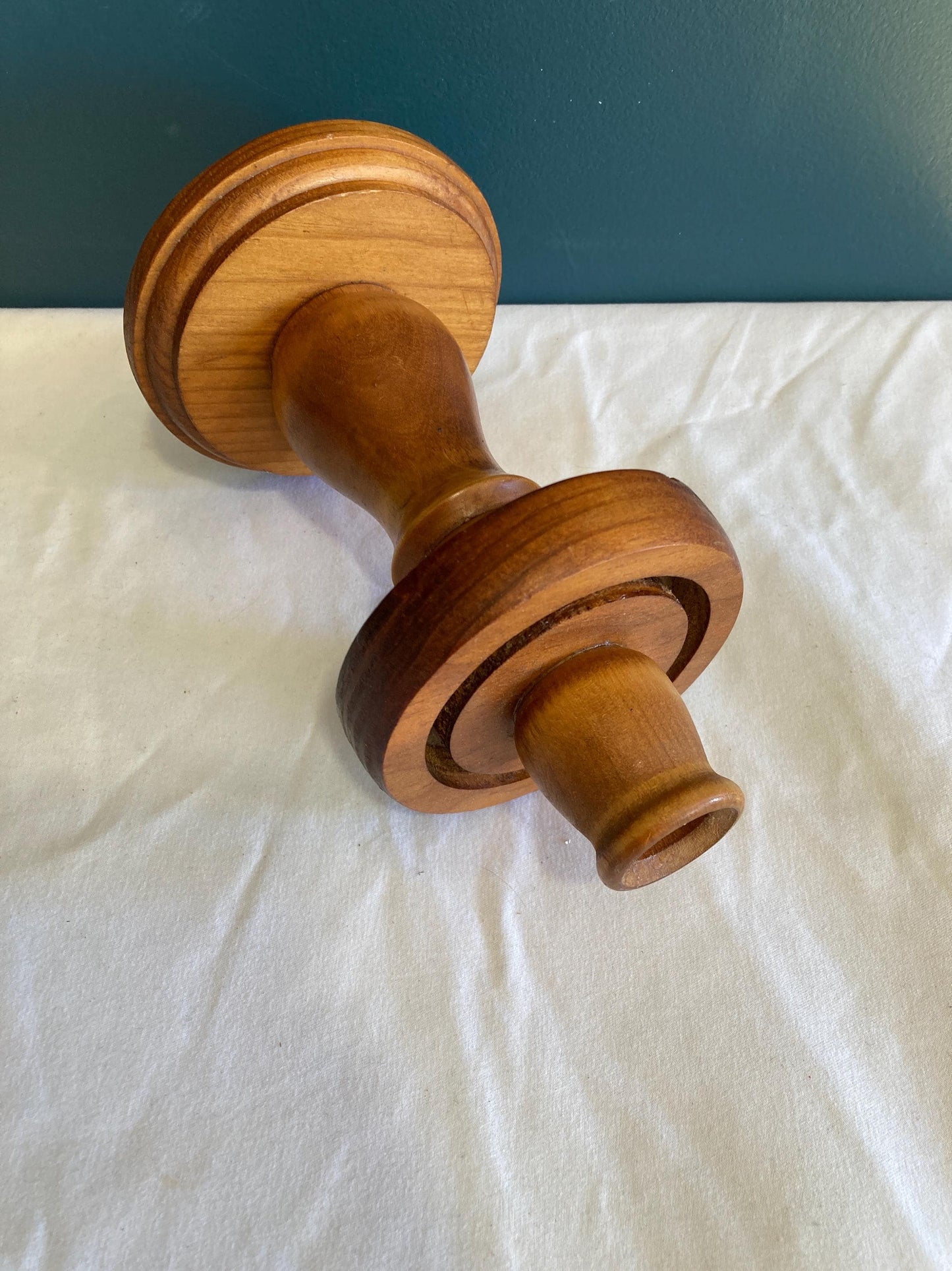 Vintage Solid Wood Pedestal Candle Holder Stand