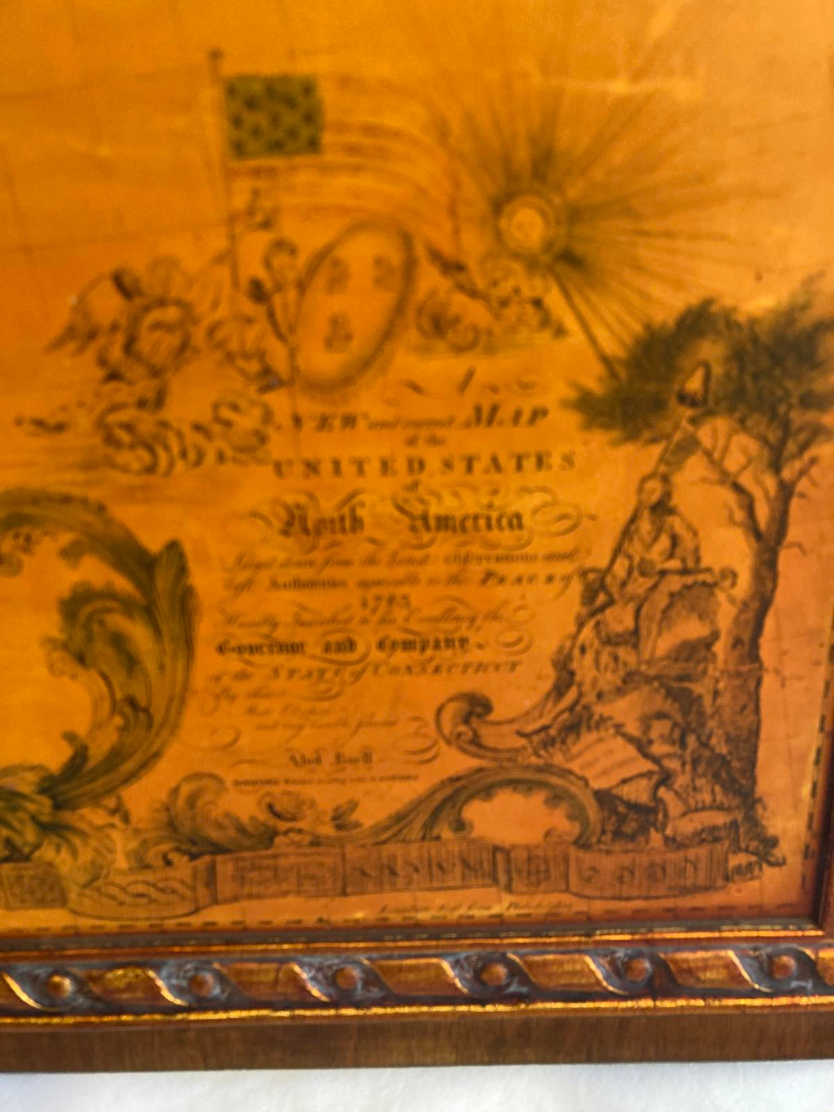 Vintage Map of United States in 1783 Abel Buell on Wood Wall Map