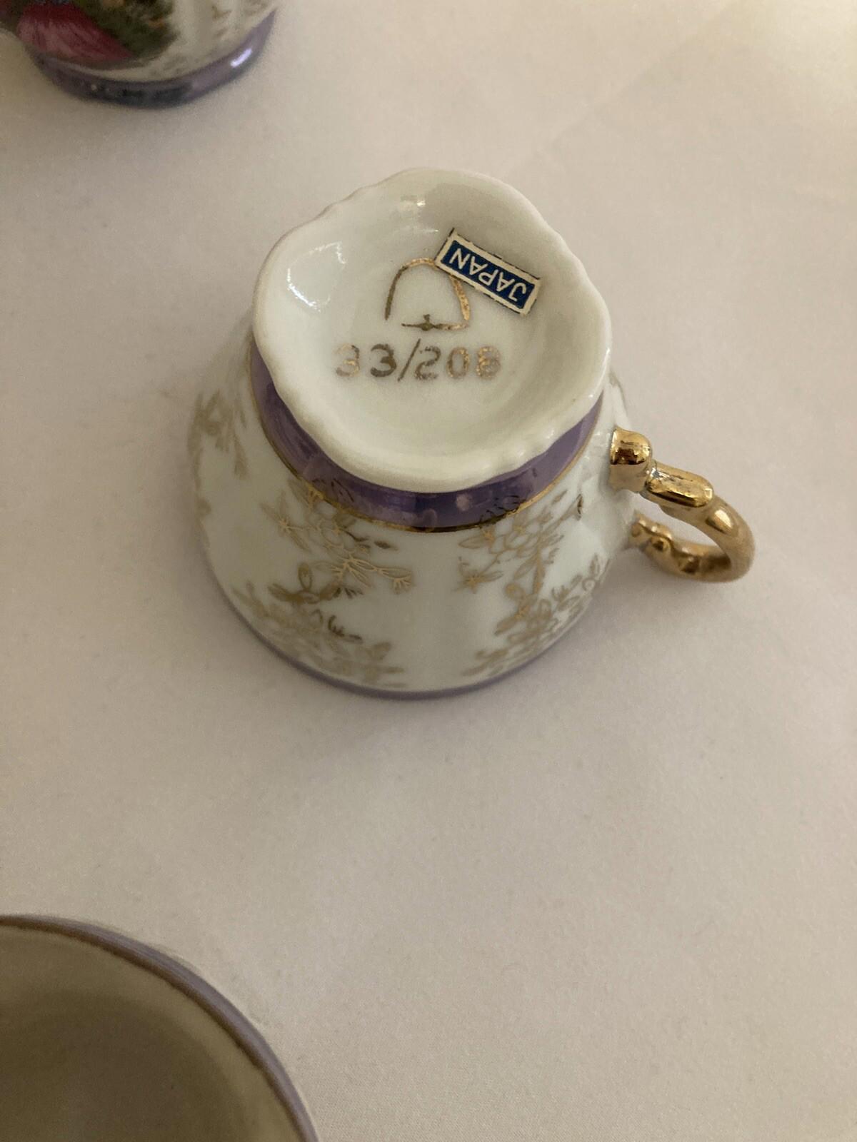 Vintage Arnart Japan Tea Set – Purple, Gold & White Courting Couple – 15 Piece Set