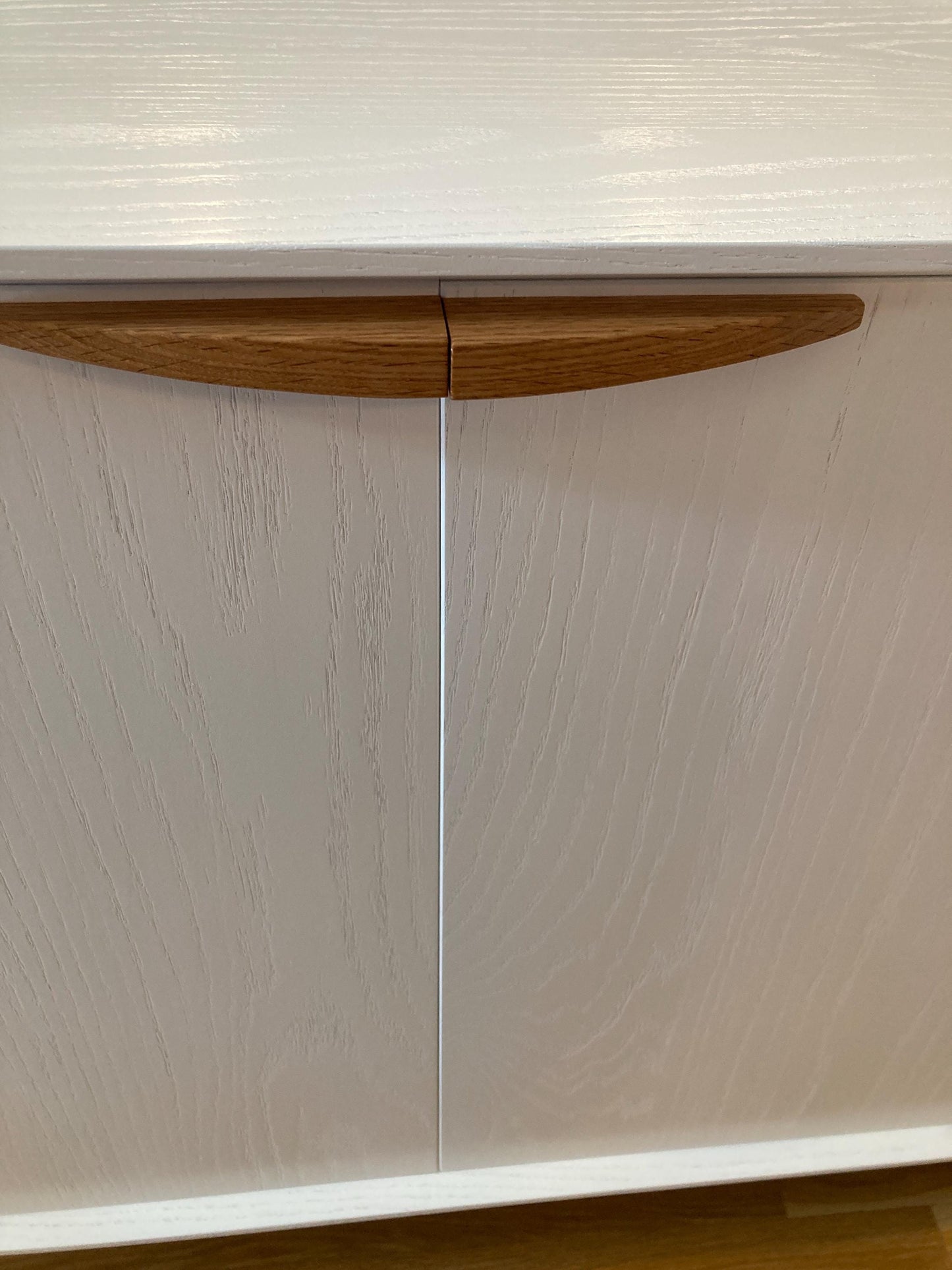 Handcrafted White Solid Oak MCM Cabinet Buffet Sideboard with 6 Drawers