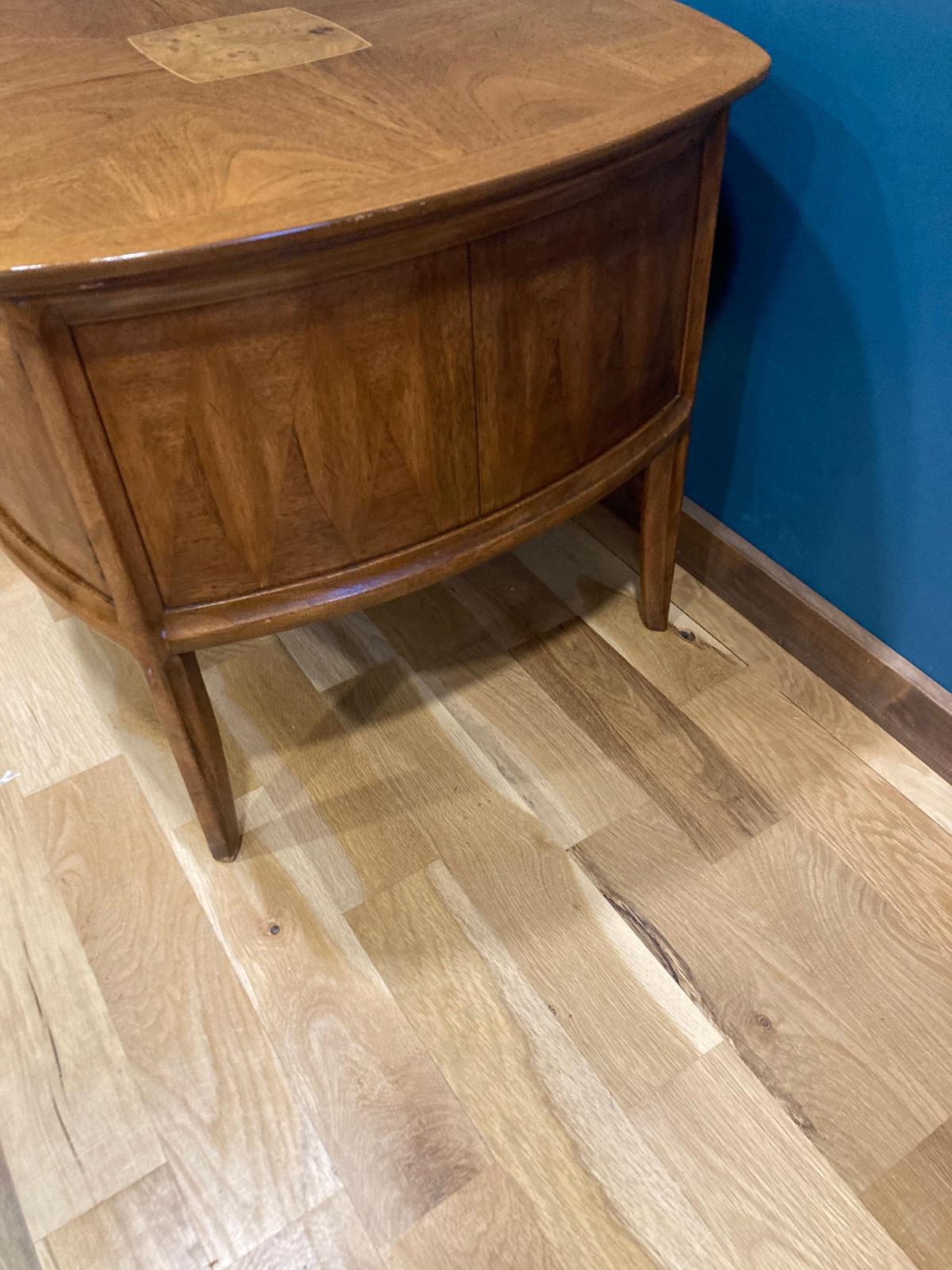 1950s Vintage Burl Inlay Side Table