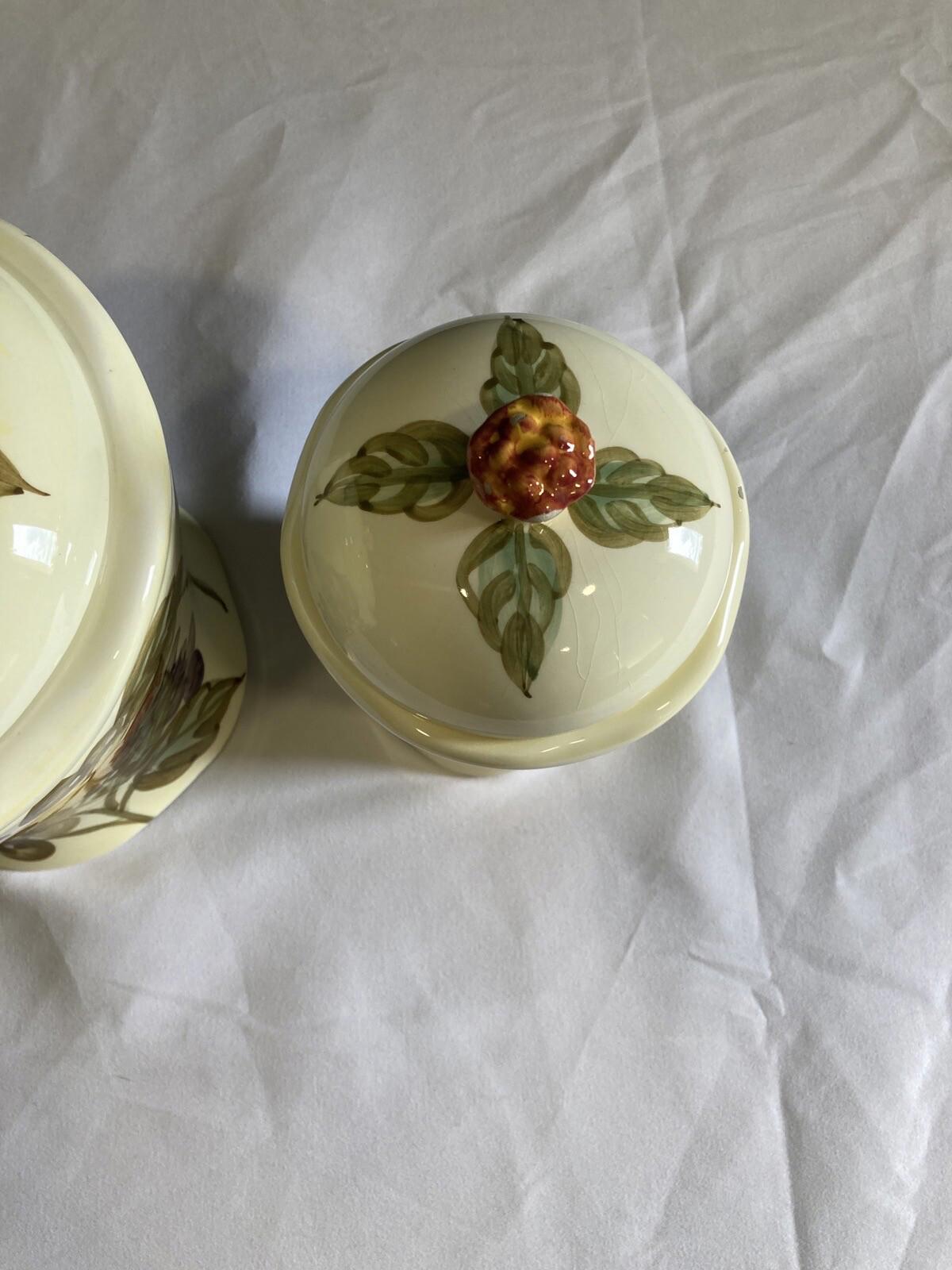 Vintage WCL Tuscan Fruit Canisters – Set of 2 Ceramic Kitchen Jars