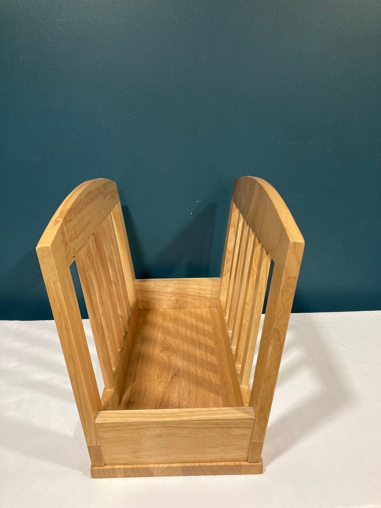 Vintage Solid Oak Blonde Wood Magazine Rack