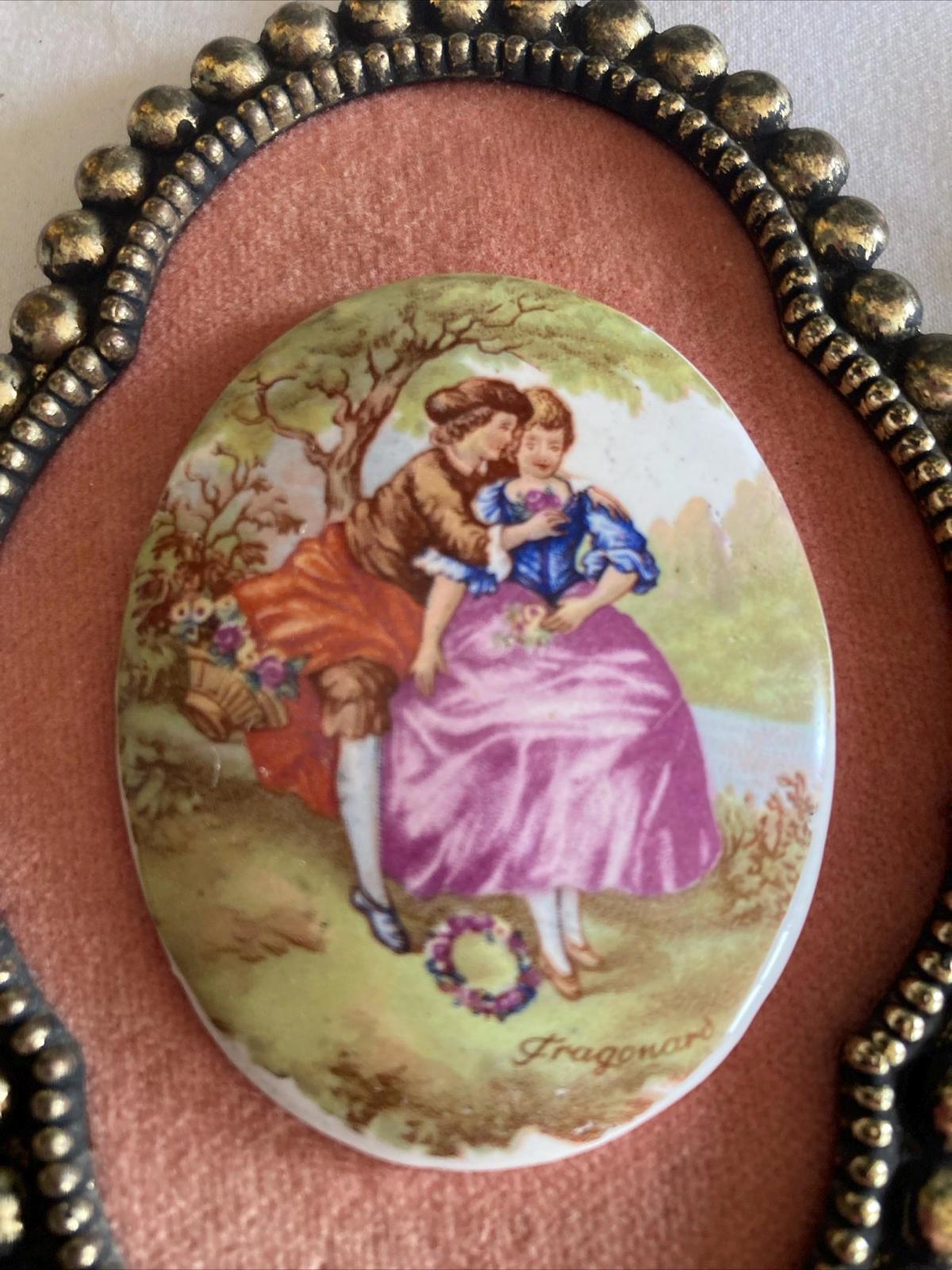 Antique Victorian Couple Cameo Porcelain Wall Art Hanging Decor set of 2