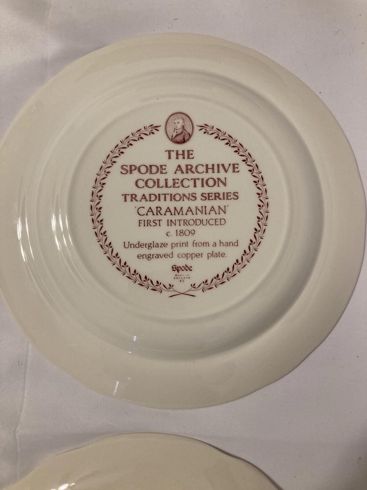 2 Vintage Spode England Red Plates Archive Collection Castle & Caramanian