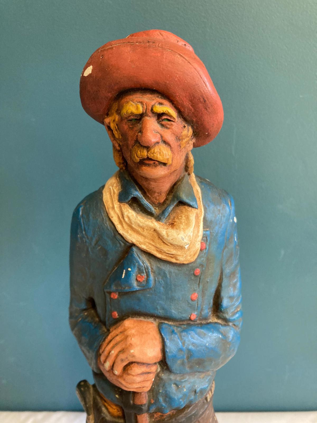 Vintage Ceramic Painted Cowboy Statue