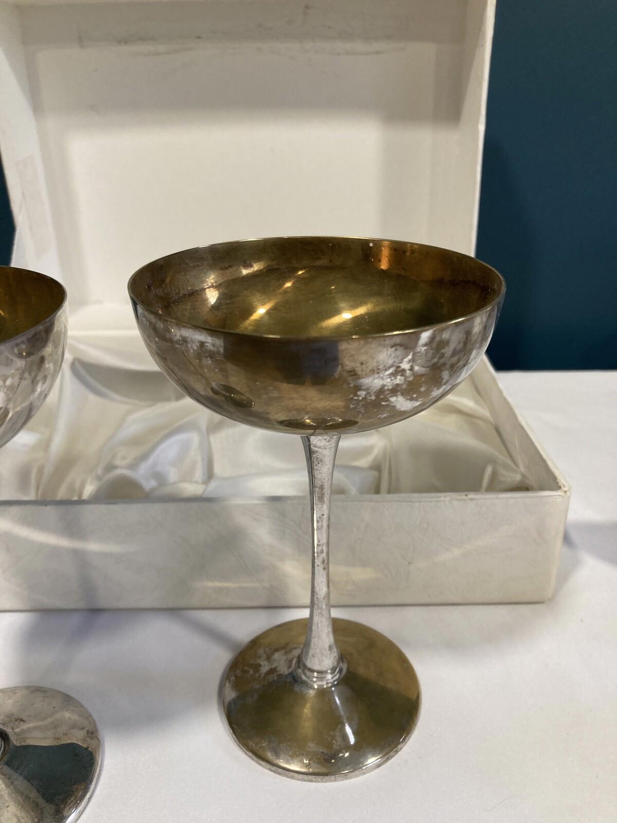 Set of 2 Leonard Italy Silver-Plated Goblets – Vintage Italian Chalices