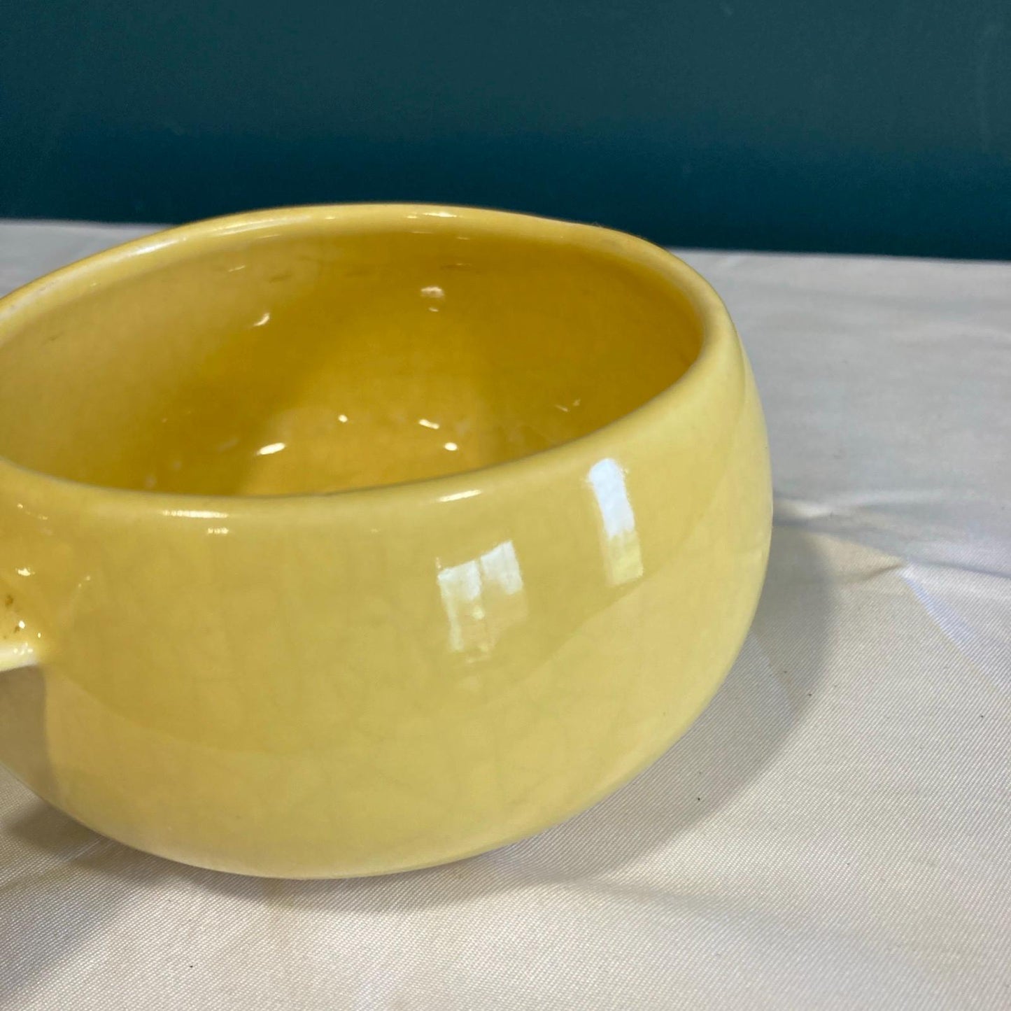 Vintage McCoy Pottery Yellow Bowl with Handle