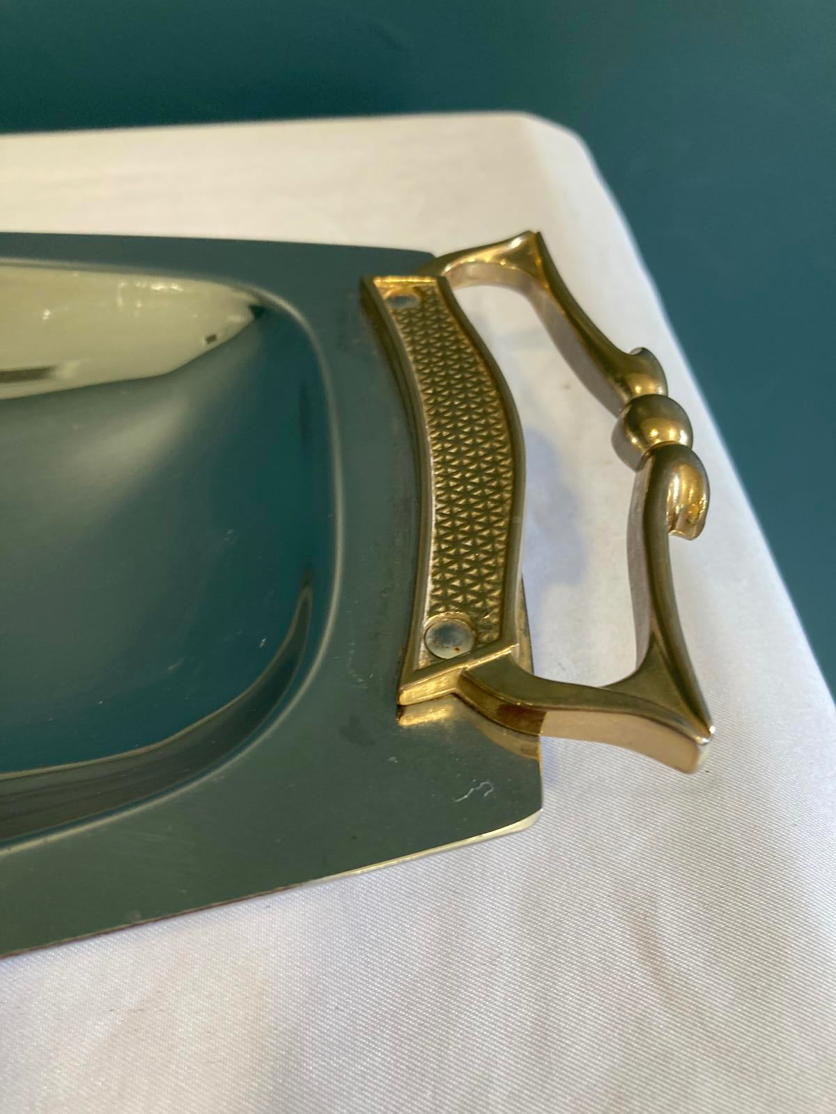 Vintage Kromex Serving Tray – Chrome & Brass Handles, Midcentury Modern Barware