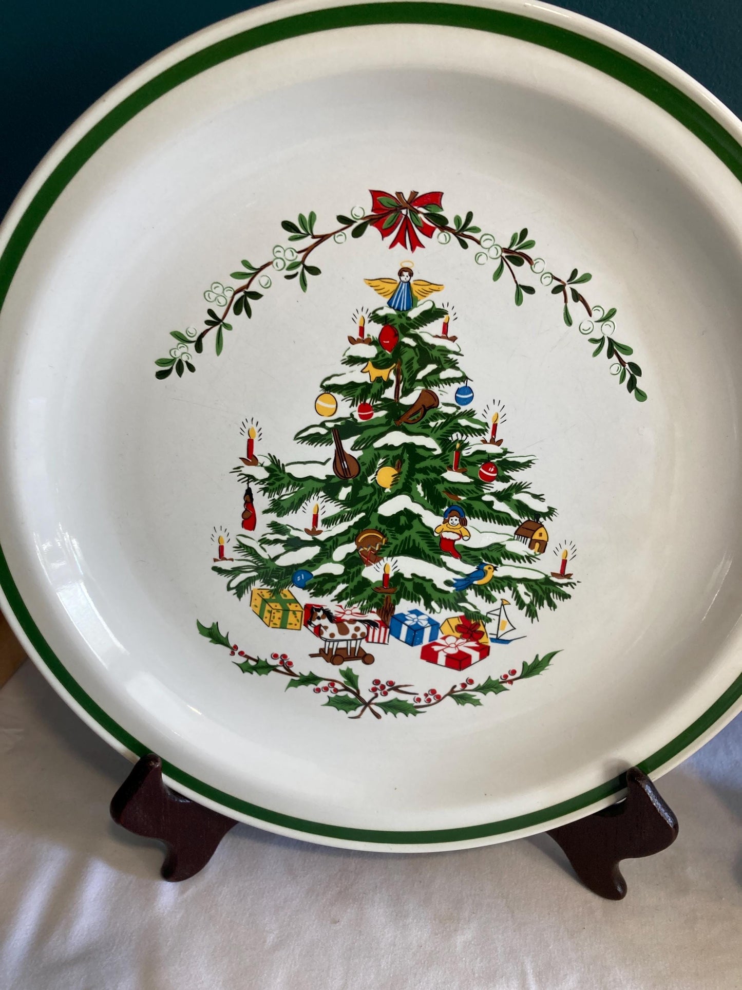 Vintage Montgomery Ward Christmas Tree Dish Holiday Table Ware. Choose From Cup, Saucer, Dessert Plate, Dinner Plate, Bowl, Replacement