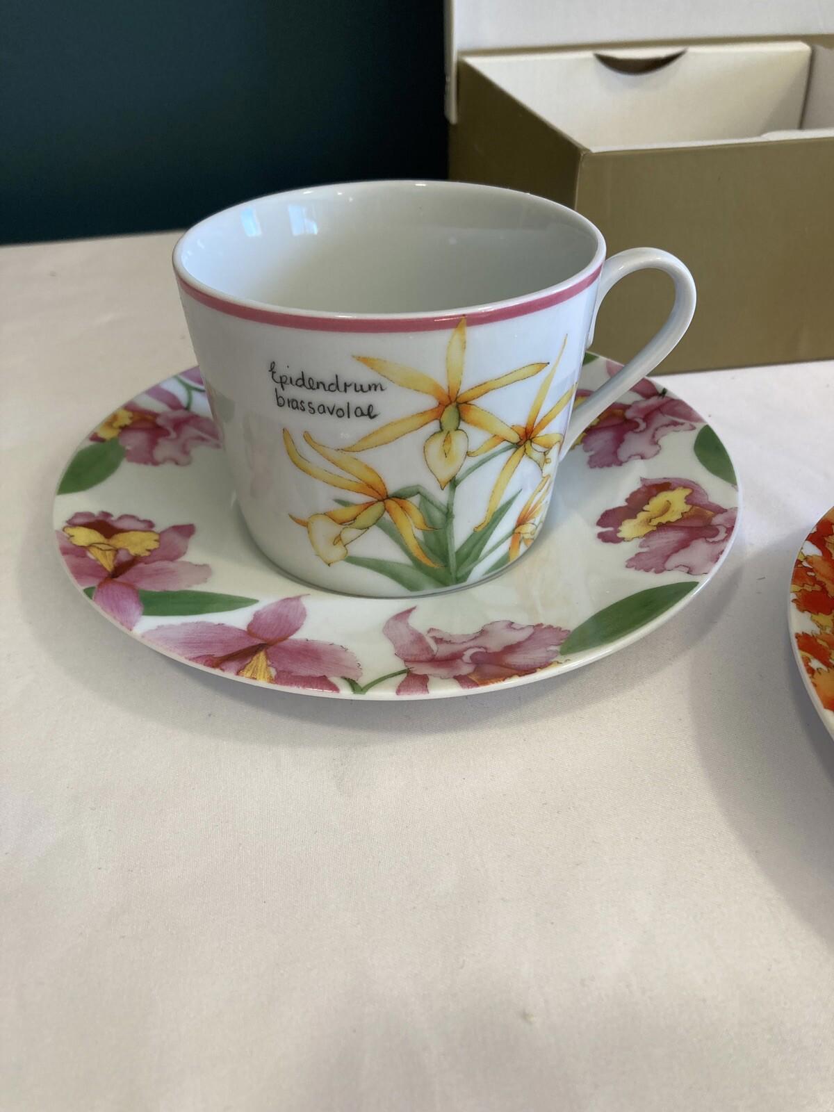Trazos Criollos Orquídeas Botanical Plates & Cups Set – Santo Domingo –