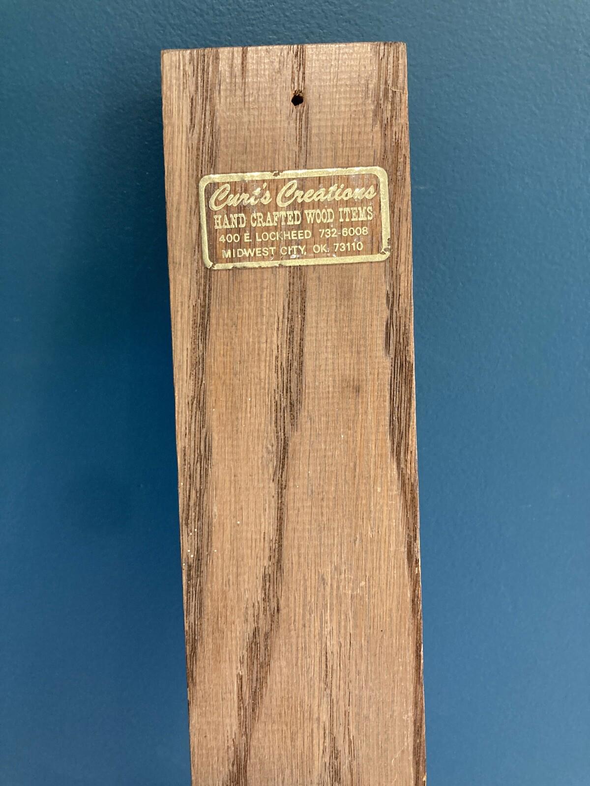 Vintage Wood & Metal Wall Hook – "Grandpa’s Hat" Handmade Carved Hanger