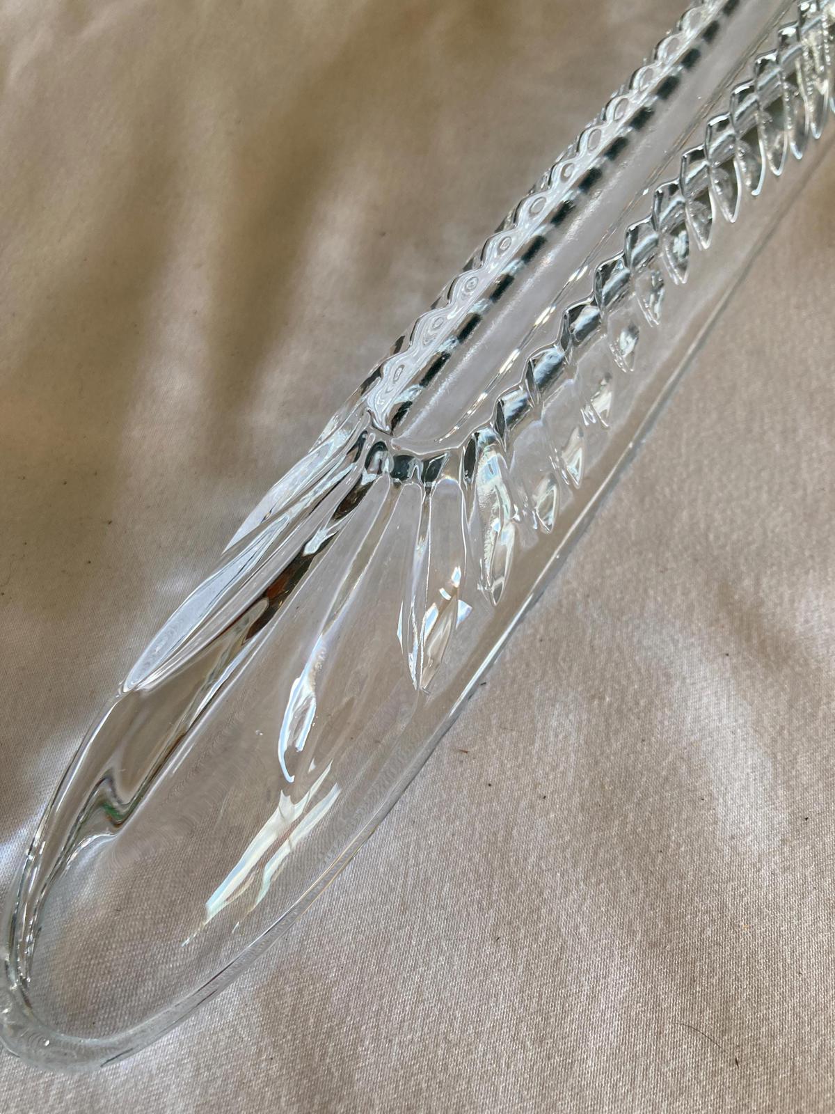 Midcentury Cut Glass Olive Dish 15.75”
