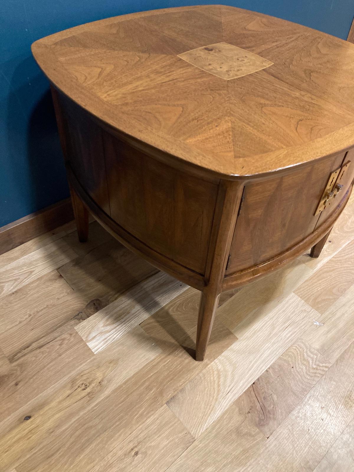 1950s Vintage Burl Inlay Side Table
