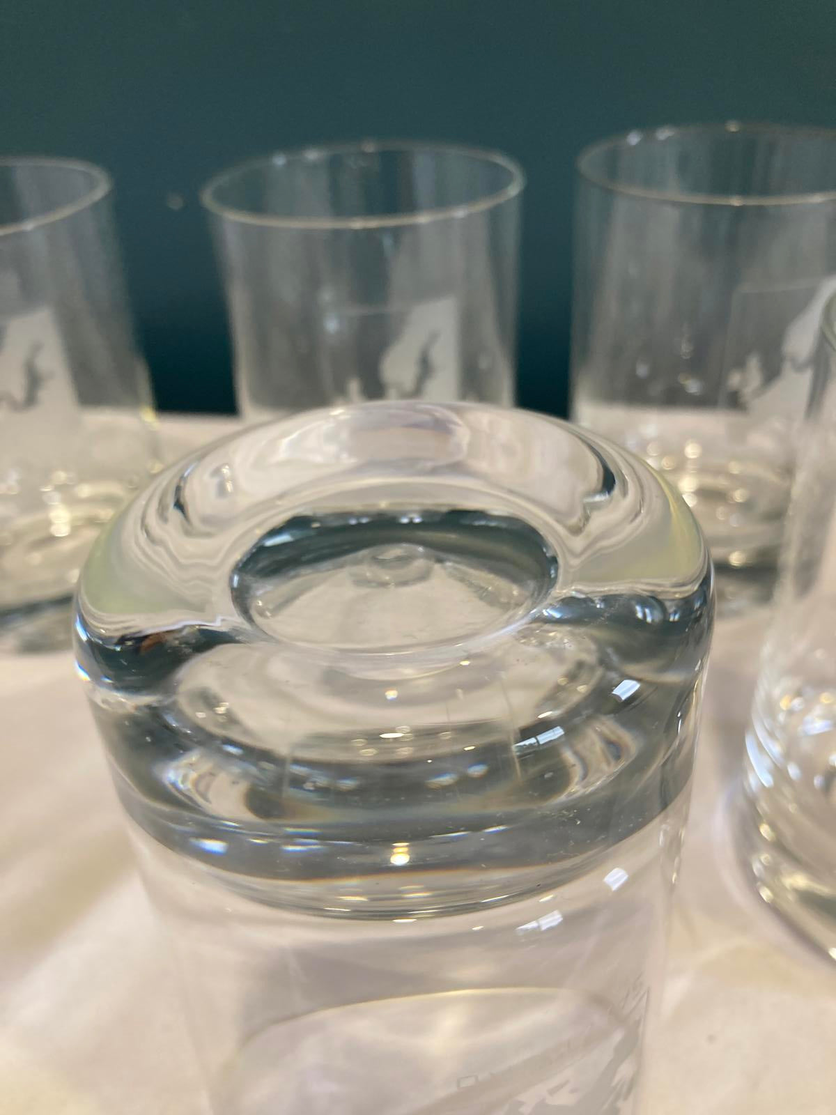 Vintage Etched Glass European City Tumbler Set of 7