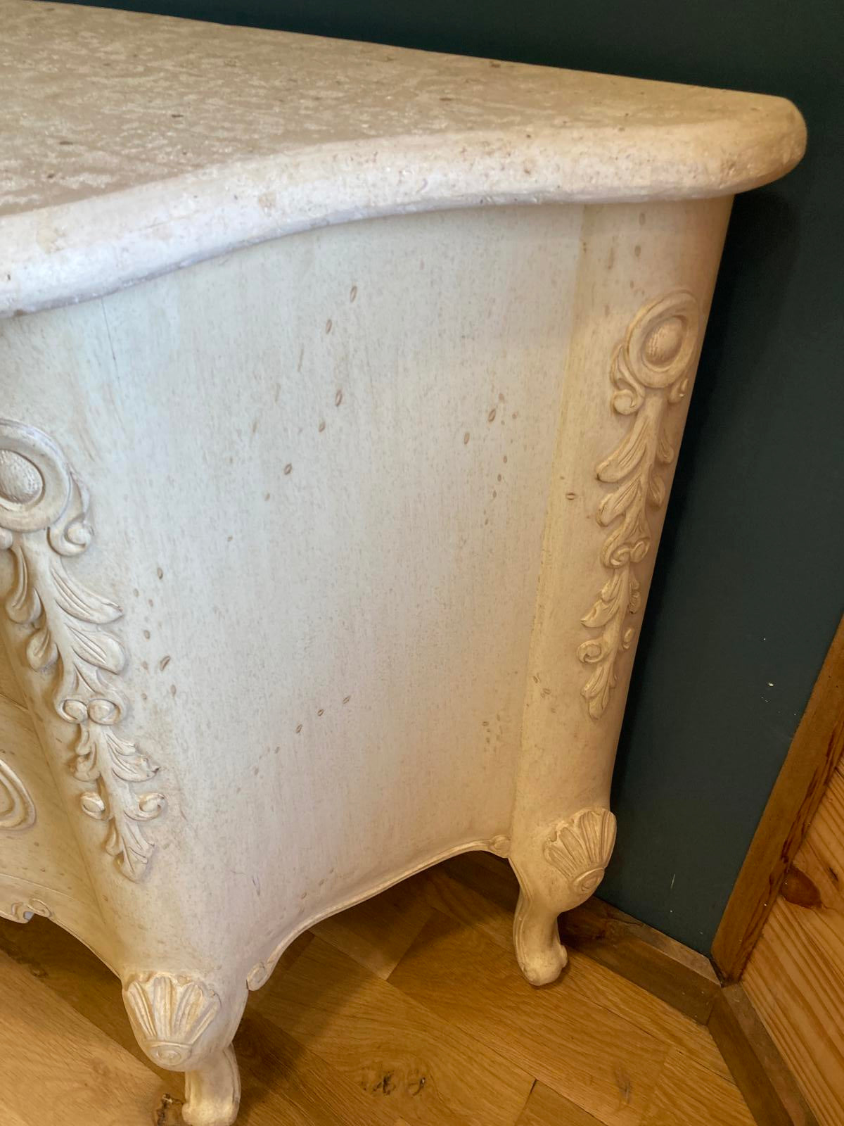 Antique Painted French Style Dresser – Elegant Curved Front Vintage Finds Chest