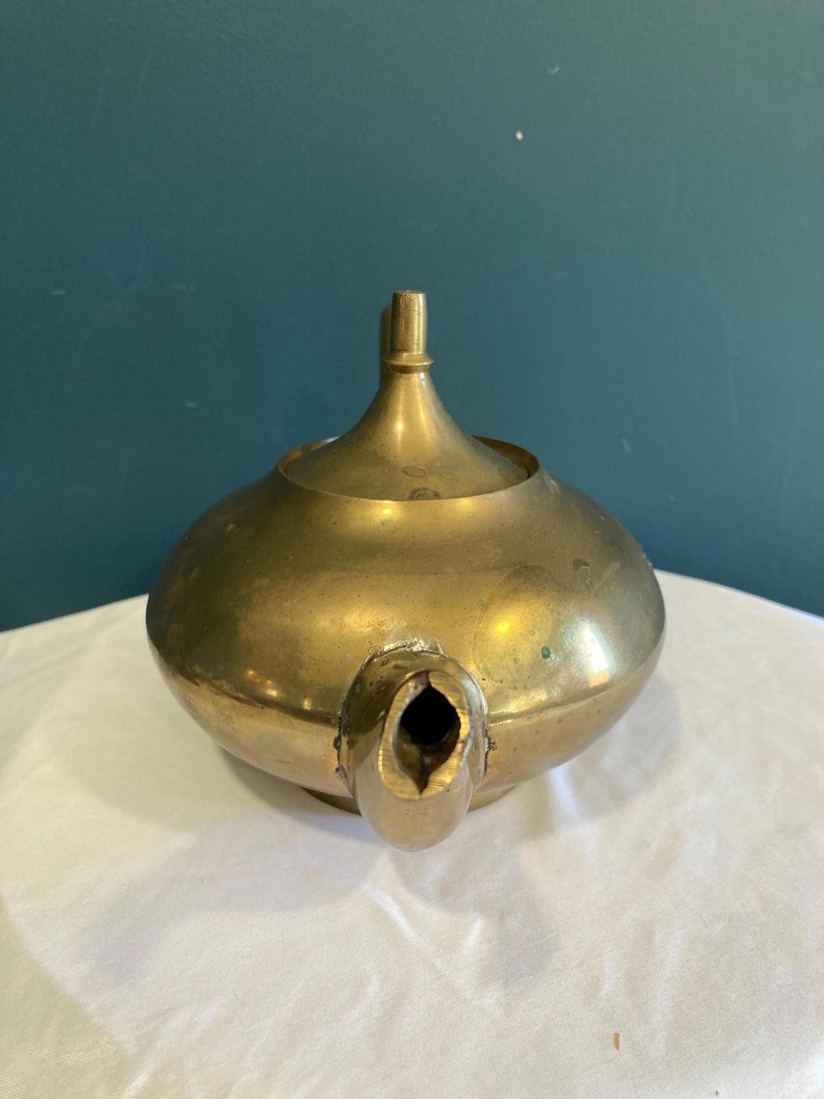 Mid-Century Brass Teapot with Lid